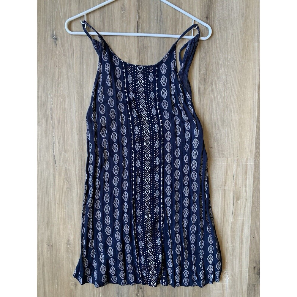ROXY HALF DRIFT Bohemian 70s Hippie Summer Of Love DRESS Blue/White SZ Medium